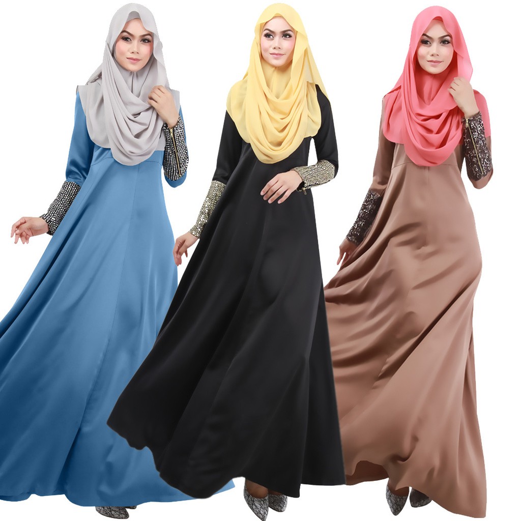 Đầm Maxi Tay Dài Màu Sắc Nhã Nhặn Thanh Lịch Dành Cho Phụ Nữ Hồi Giáo