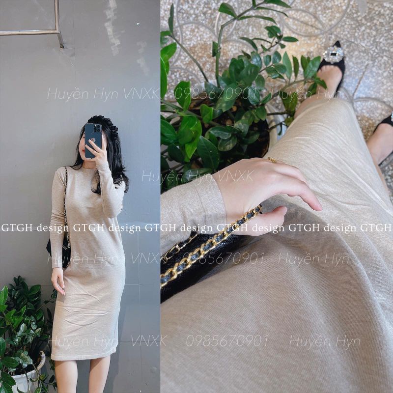 Váy len lông thỏ dài tay hàng QCL1