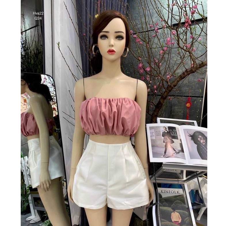 Áo ống bí xếp ly nhẹ CUN9124 cho nữ dưới 55kg sang chảnh