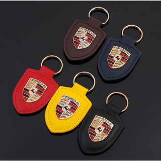 Móc khóa da hình logo xe hơi porsche cayenne 911 718 panamera macan