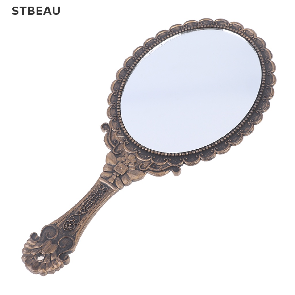[Hàng mới về] Gương trang điểm cầm tay chạm khắc phong cách vintage