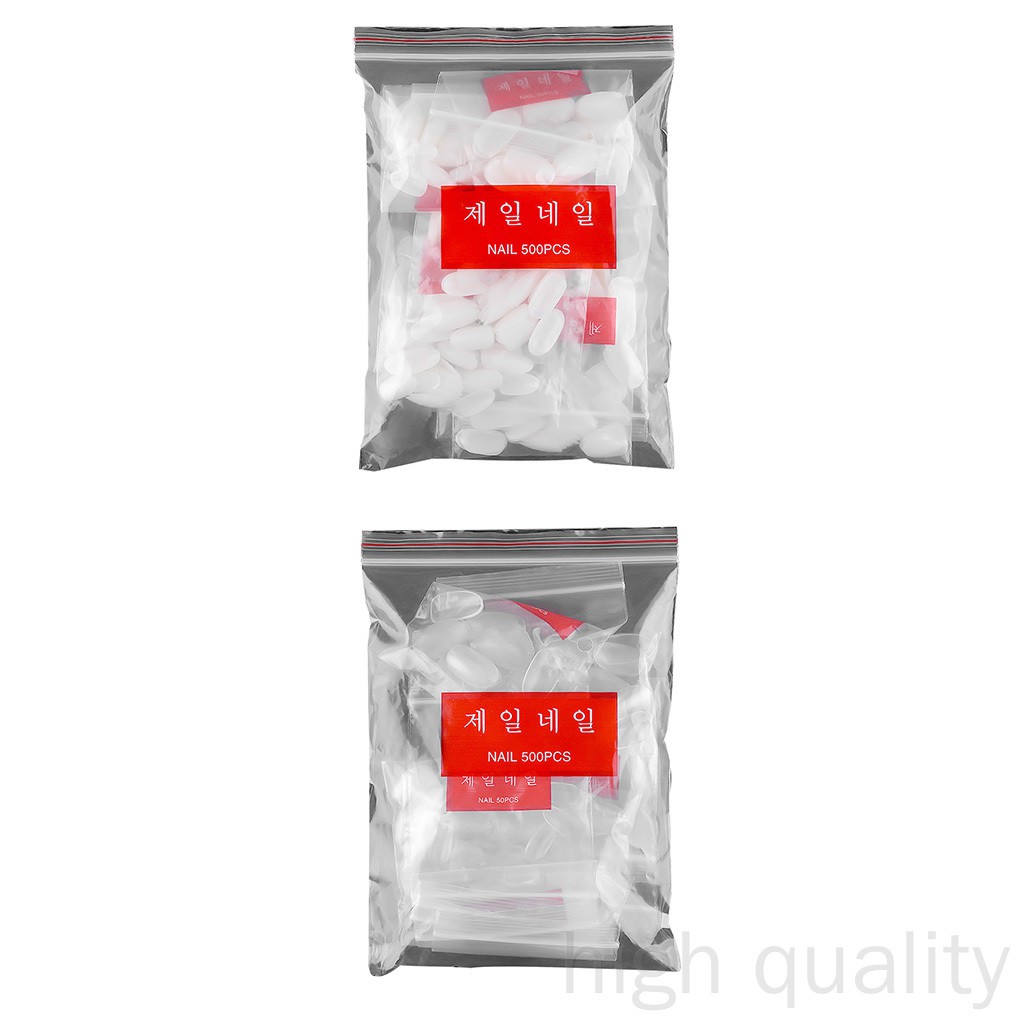 Bộ 500 Móng Tay Giả Hình Oval Trong Suốt Thời Trang Cho Nữ Run998