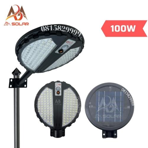 [100W]Đèn Năng Lượng Mặt Trời Liền Thể Tròn Tích Điện Tấm Pin, Chống Nước IP66,Cảm Biến Chuyển Động ,LED Siêu Sáng - ABM