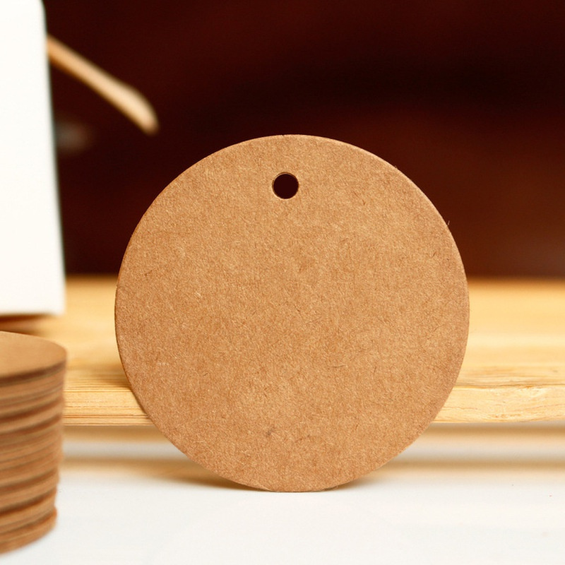 100pcs/lot Blank Kraft Paper Round Hanging Tag DIY Word Message Card Name Note Label