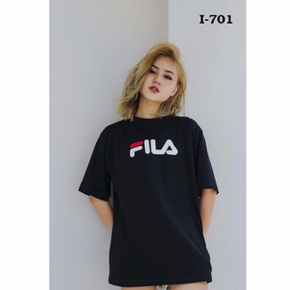 I-701 áo thun nữ tay lỡ đen in fila