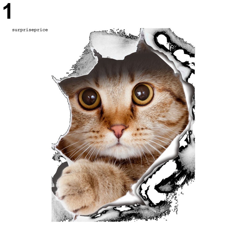 Giấy dán tường nắp nhà vệ sinh hình chó mèo nghệ thuật vui nhộn trang trí nhà cửa/ phòng tắm