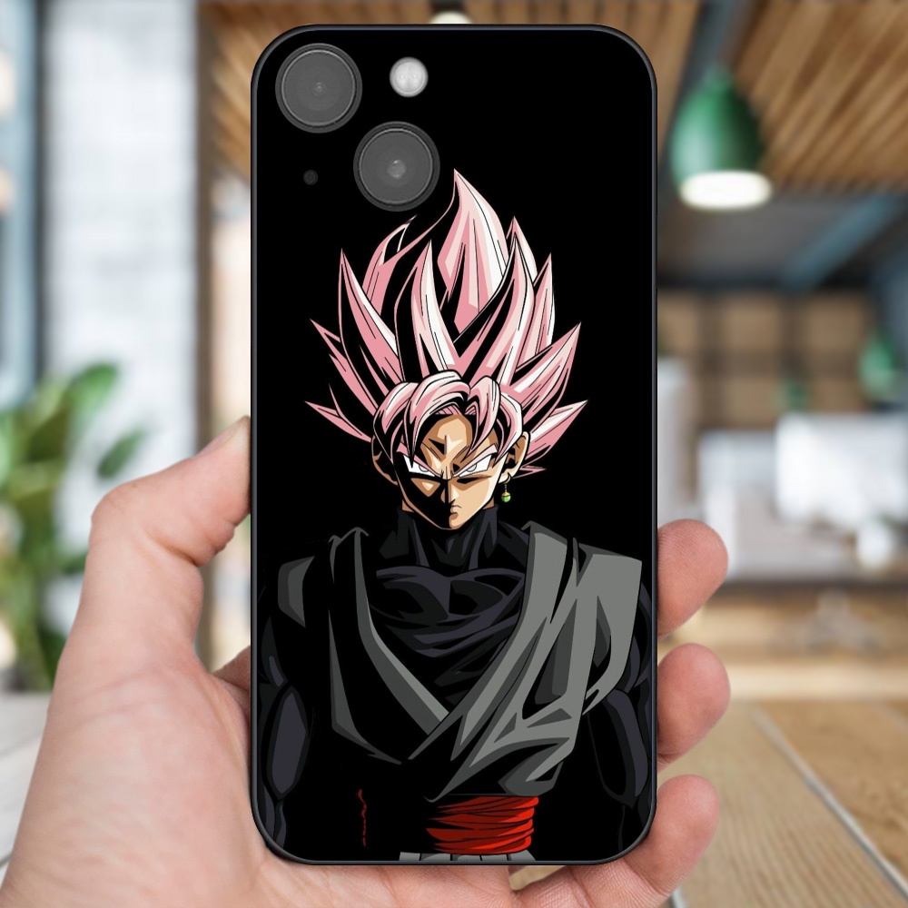 Ốp lưng iPhone 13 dẻo đen cạnh vuông in hình Goku Dragon Ball