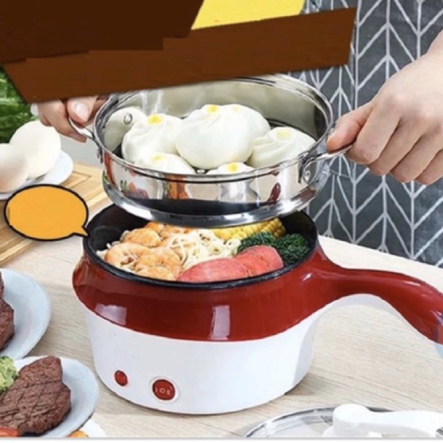 Ca nấu mì nồi lẩu đa năng có lồng hấp bằng inox