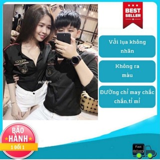 ÁoSơ mi nam lụa Sơ mi nam logo mèo cuccci chất lụa dài tay cao cấp