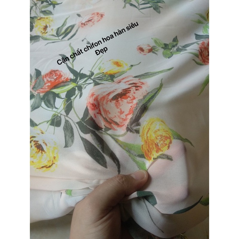 Vải tơ hoa, voan hoa may váy áo dài cực đẹp