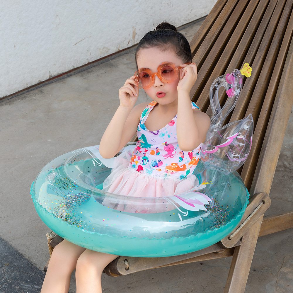 Phao bơi tròn hình thiên nga lấp lánh cho bé gái