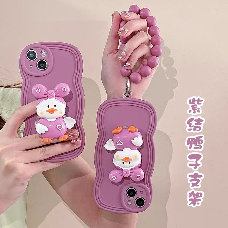 Ốp Điện Thoại Màu Tím Họa Tiết Vịt Dễ Thương Cho iphone 13 pro max 12 pro max 11 pro max xs max xr x