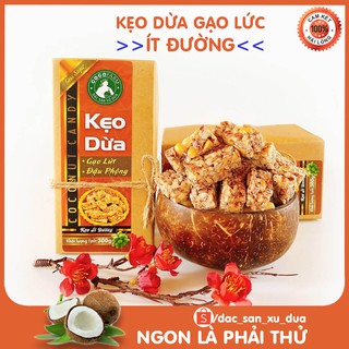 Kẹo dừa Gạo Lứt đậu phộng Cocofarm ít đường hộp 300g