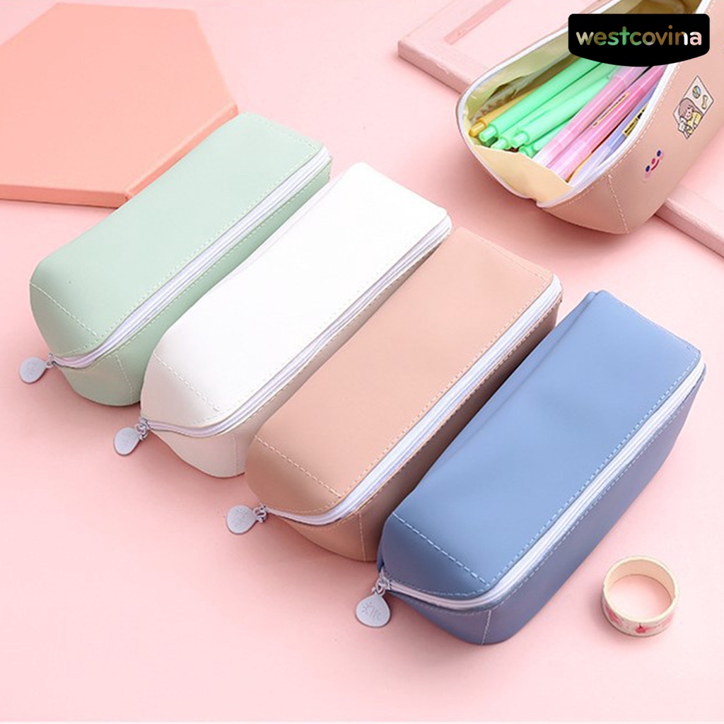 [Hot]✍Túi Đựng Bút Đa Năng Giả Da Thời Trang Xinh Xắn