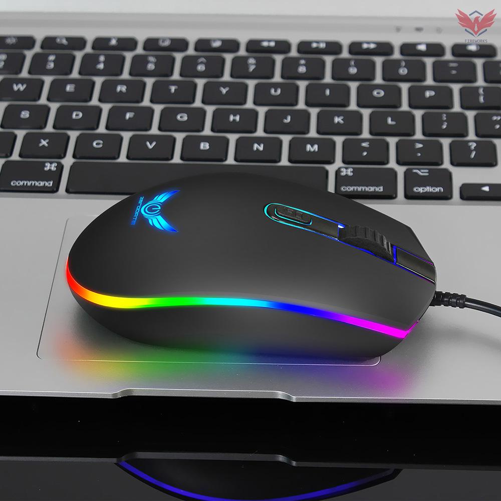 ZERODATE S900 Computer Gaming Mouse 1600DPI 4 Buttons RGB LED Backlight Optical Ergonomic Mouse USB Wired Mice for PC