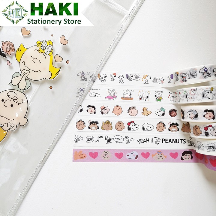 Washi tape cute HAKI, băng dính washi tape hoạt hình trang trí sổ đáng yêu dễ thương BD09