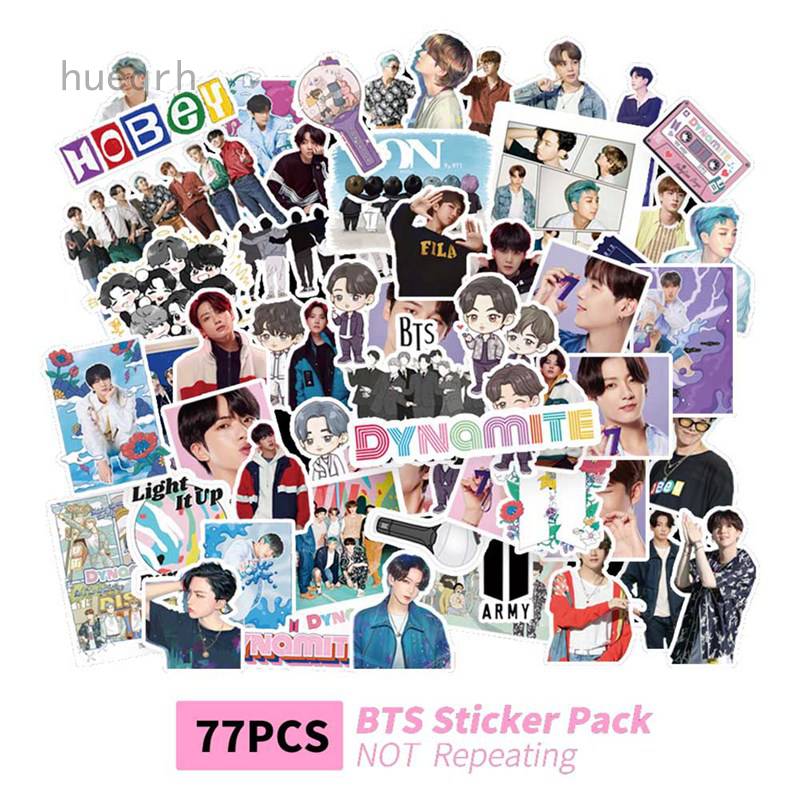 Set 77 miếng sticker dán trang trí in hình nhóm nhạc BTS