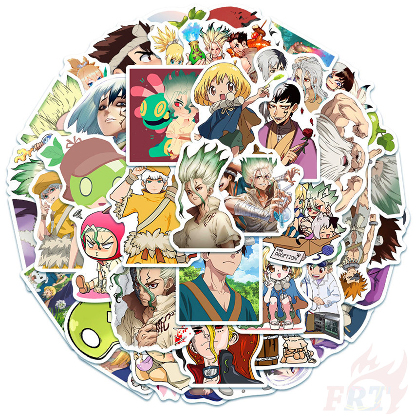 Bộ 50 miếng hình dán chống thấm nước họa tiết dr.stone anime ishigami senkuu chủ đề số 04