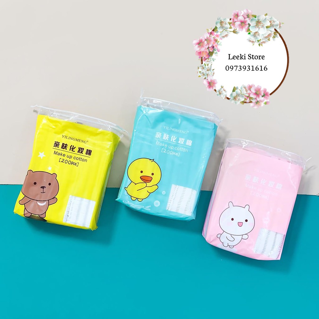 Bông tẩy trang Yilingmeng Line Friend 100% Cotton 200 miếng
