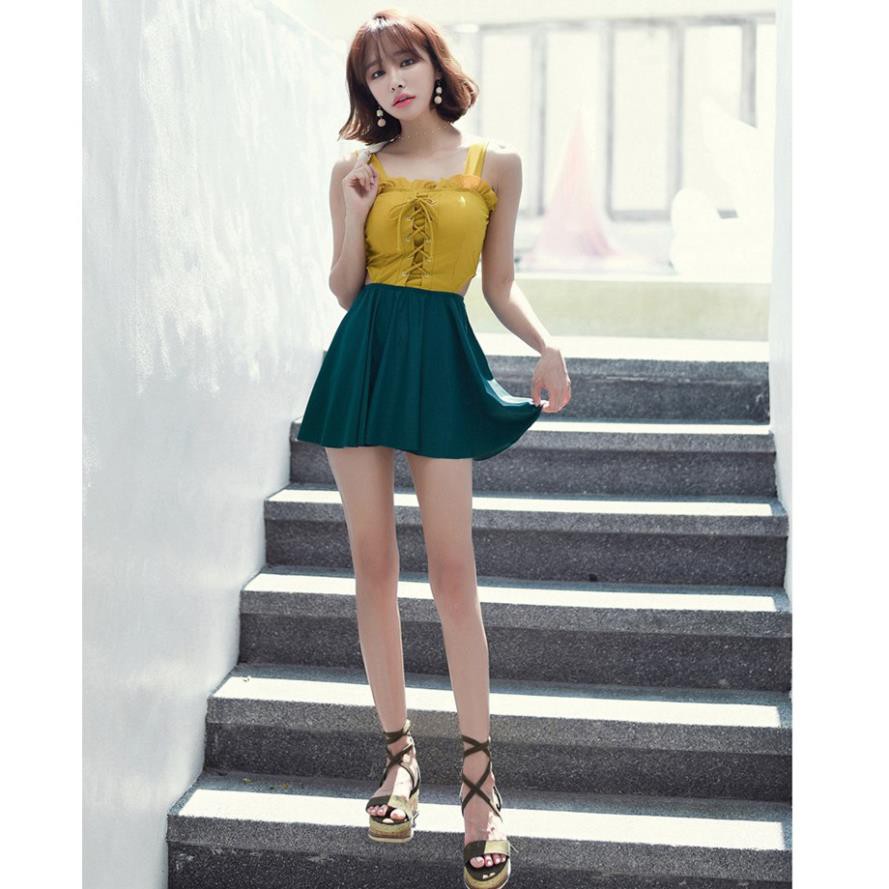 (Thun Lạnh) Áo Tắm Nữ Liền Thân Dạng Váy (Quần Rời) Kín Đáo Đi Biển Che Bụng - Hàng Quảng Châu Cao Cấp ་ | BigBuy360 - bigbuy360.vn