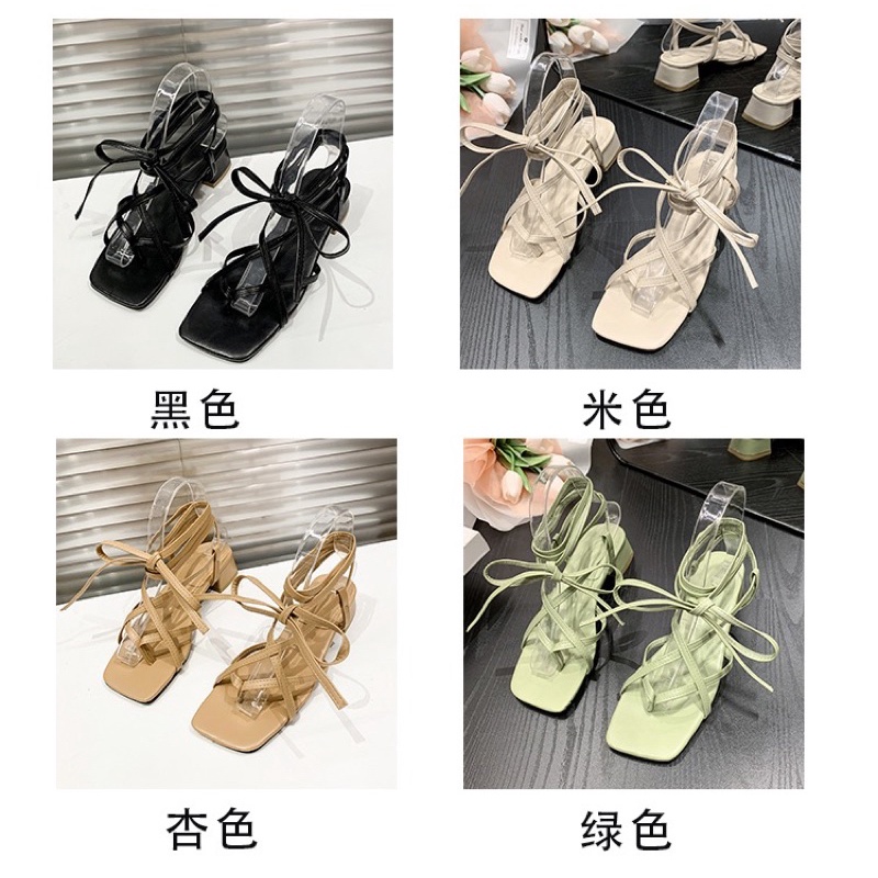 (HÀNG CÓ SẴN) Sandal da mềm 3cm buộc dây đan chéo BIG SIZE 40-41-42-43