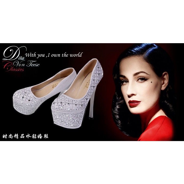 Giày Cao Gót 16cm Đính Đá Phong Cách Thời Trang Âu Mỹ Dành Cho Nữ