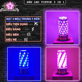 Đèn LED tiktok đổi màu 3 trong 1 - Hồng, Xanh Đèn Led màu quay decor trang trí nhà cửa