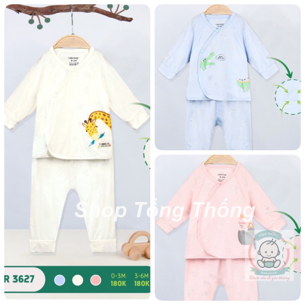 Bộ Uala Rogo Modal cài chéo in hà mã, hoa quả dài tay cao cấp mềm mịn thấm hút tốt cho bé trai bé gái 3627 3630