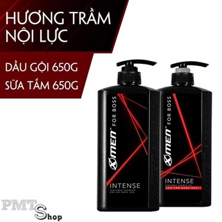 Combo Dầu gội nước hoa X-Men for Boss Intense 650g + Sữa tắm 650g - Mùi hương trầm đầy nội lực Xmen
