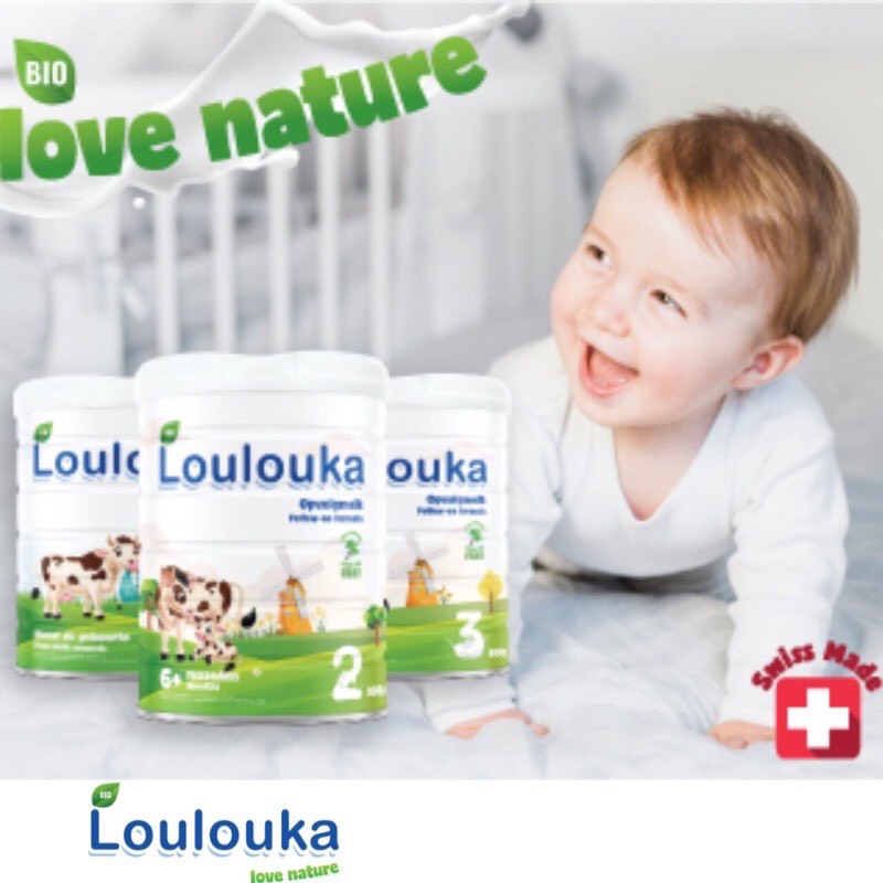 Sữa bò công thức hữu cơ - Loulouka Thuỵ Sĩ 1 2 3 - 900g