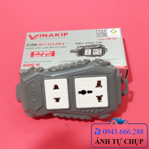 Ổ cắm chịu tải 8000W Vinakip - Ổ cắm điện công nghiệp chống cháy, chống vỡ, chịu tải lớn