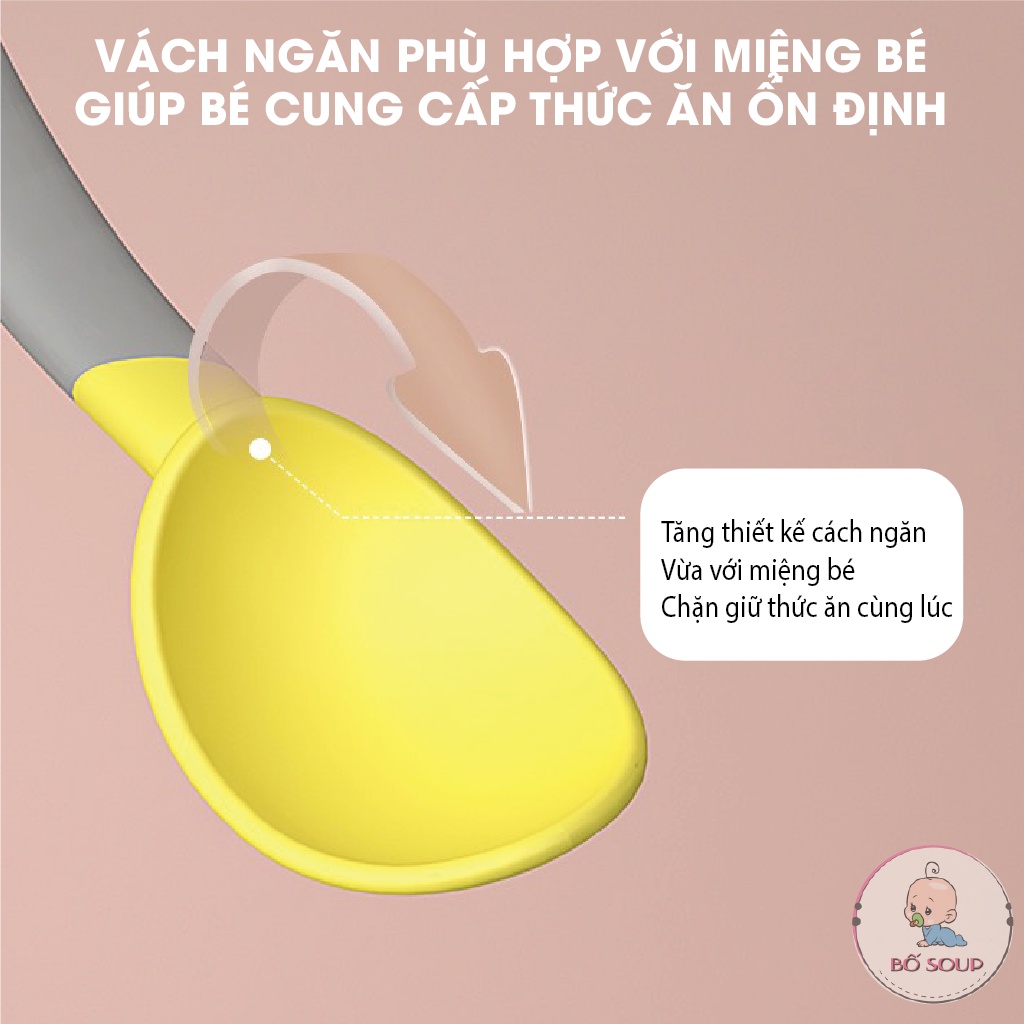 Thìa Dĩa Misuta Bẻ Cong Tập Ăn Tập Xúc Cho Bé Chất Liệu Silicon Cao Cấp.