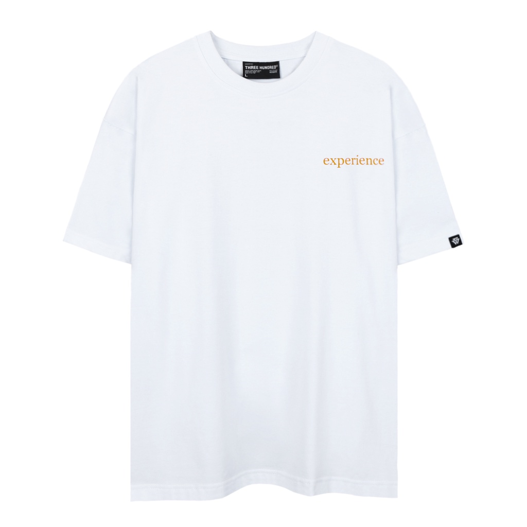Áo Thun Trắng In Chữ Experience Màu Cam Chất Liệu 100% Cotton Form Rộng Thoải Mái Unisex Nam Nữ