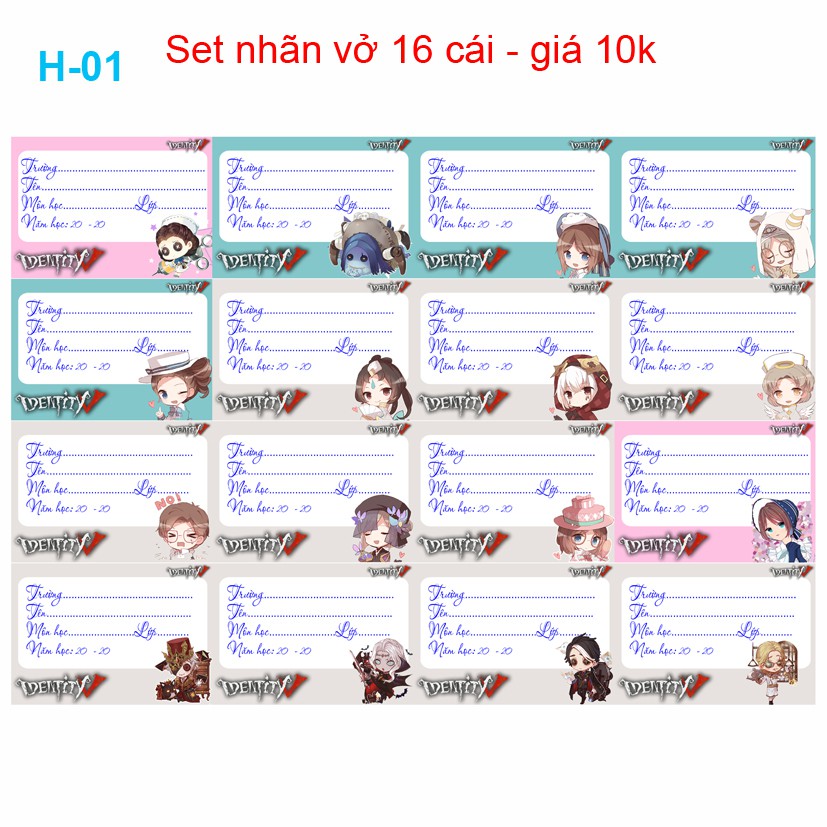 Nhãn vở anime Identity V