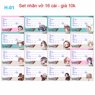 Nhãn vở anime Identity V ( 1 set nhãn 16 cái)