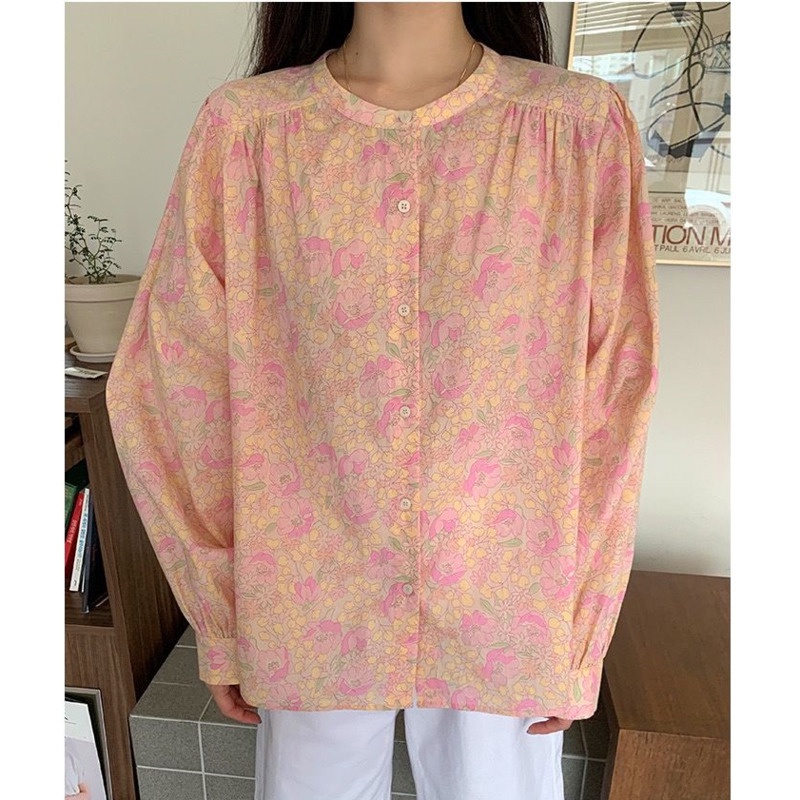 Áo Sơ Mi Tay Dài Cổ Đứng Dáng Rộng Thiết Kế Linh Hoạt Thanh Lịch Hợp Thời Trang Mùa Xuân