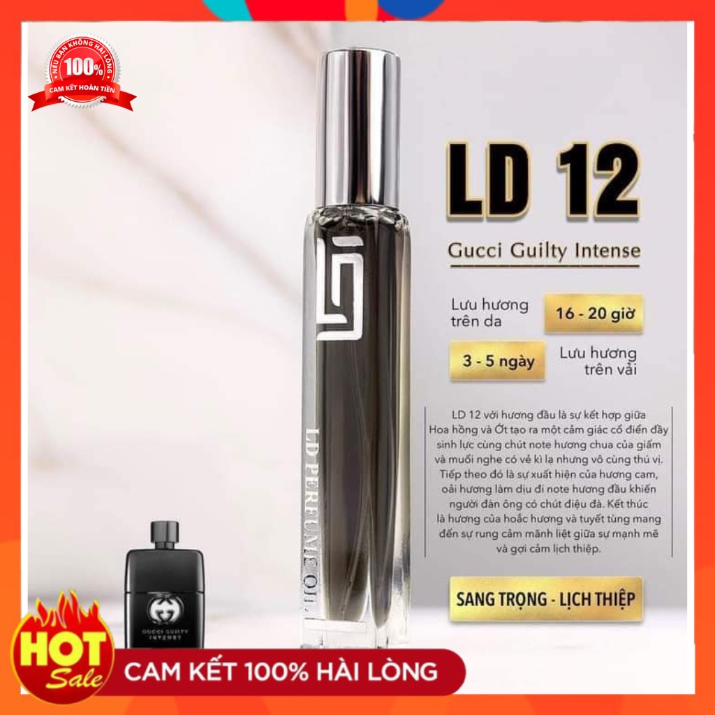 Tinh dầu nước hoa nam GUCCI GUILTY INTENSE 12ml thương hiệu Nước Hoa Pháp Cao Cấp (thật 100%)