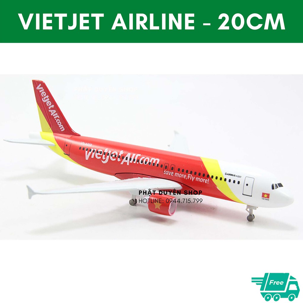 Máy bay mô hình kim loại 20cm Vietjet air