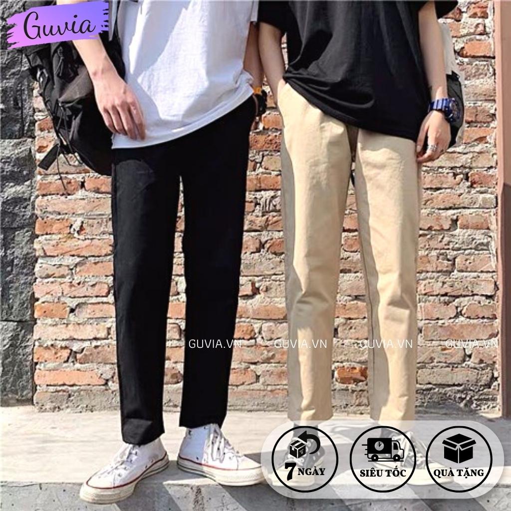 Quần Ống Rộng Nam Nữ KAKI TRƠN Dáng Suông Unisex, Quần Kaki Baggy Ống Suông Basic GUVIA