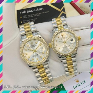 Đồng hồ nam nữ Rolex máy pin mặt tròn đính đá dây kim loại trangmoon106