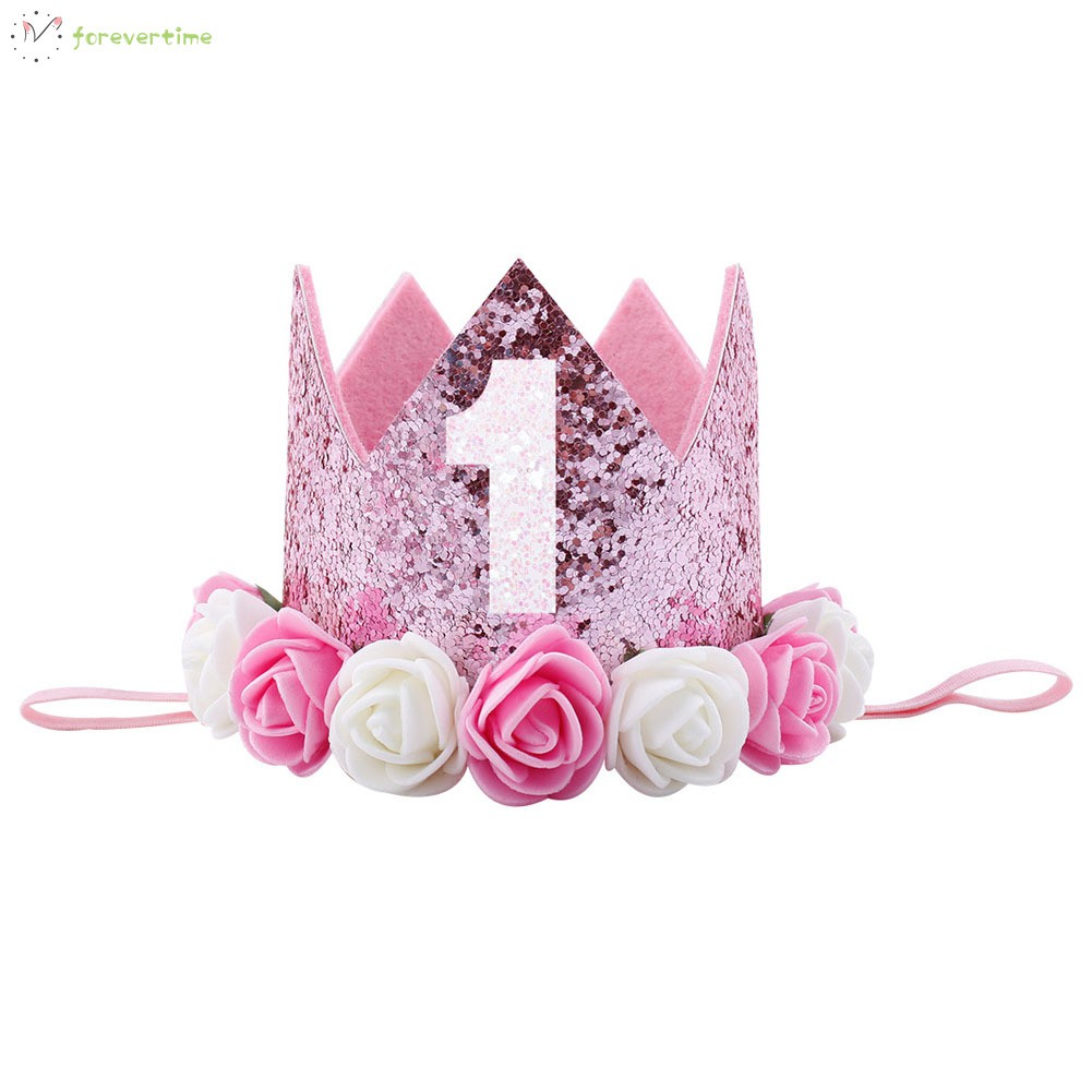 #vương miện# Girls Birthday Decor Flower Party Crown Hairband Priness Party Hat Baby Hair Accessories