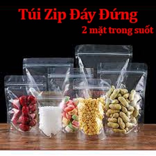 Túi zipper trong suốt đáy đứng