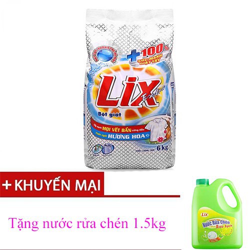 Bột giặt Lix Extra hương Hoa 6kg date mới