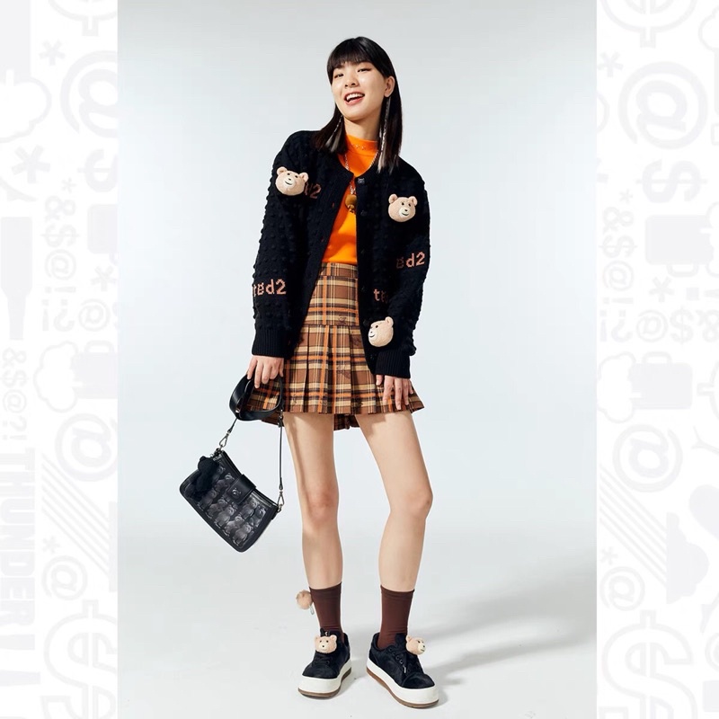 Chân váy sọc nâu Peacebird