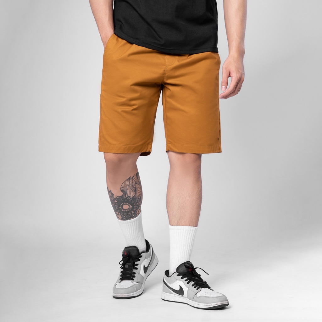 Quần short kaki nam THE 1991 cạp chun kèm dây rút