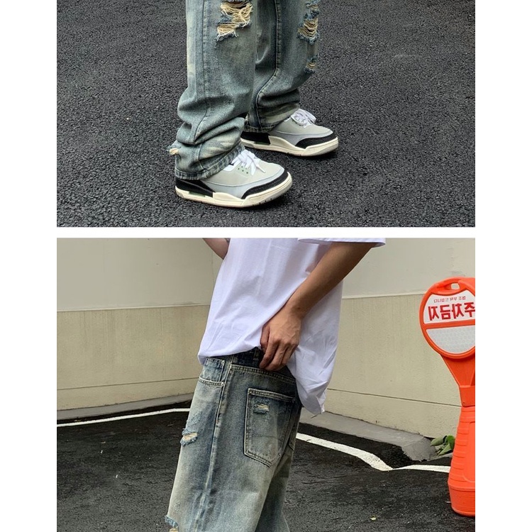 Quần Jeans Dài Phối Vết Rách Thời Trang Cá Tính Cho Nữ