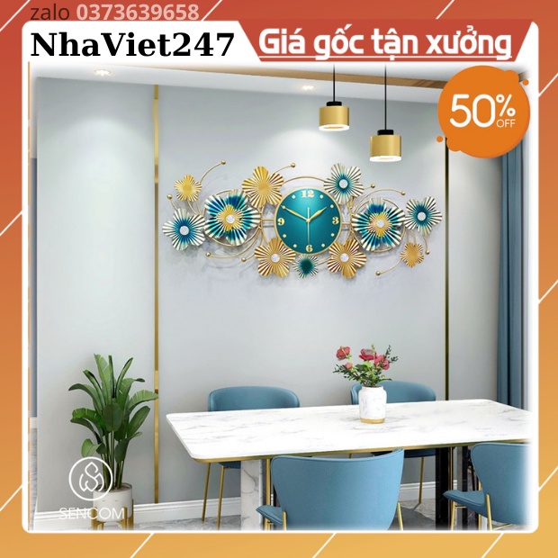 Đồng Hồ Treo Tường Trang Trí mã  2096-Kt 100x45cm-đồng hồ tranh kim loại,decor tường đẹp,giá rẻ-quà tặng ý ngĩa-bh 5 năm