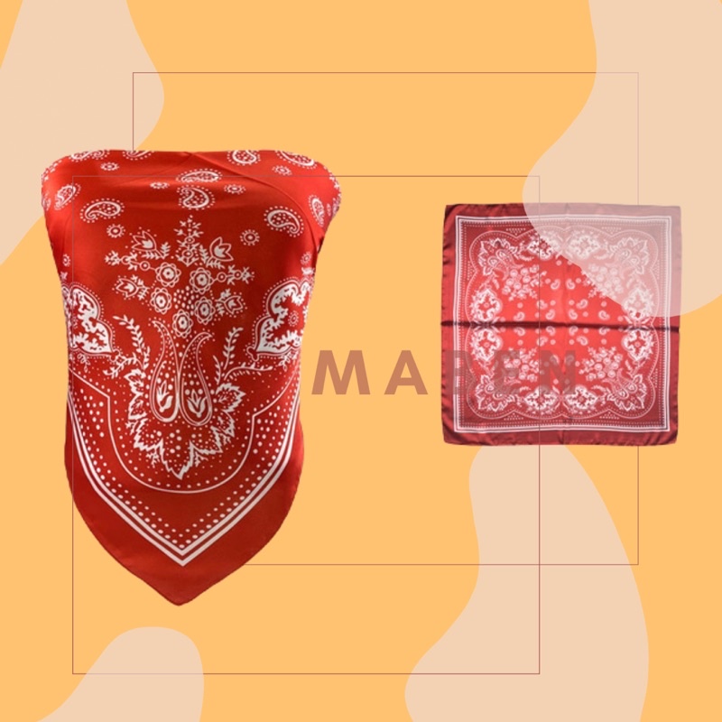 Khăn turban lụa vuông choàng cổ bandana quấn áo yếm - Maben