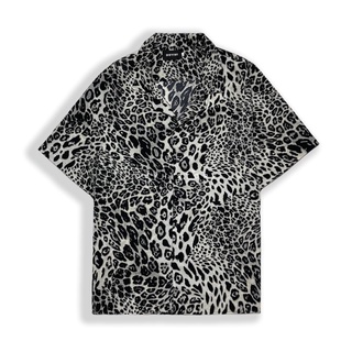 Áo sơ mi cộc tay DA BÁO XÁM họa tiết unisex form rộng | DUYHI | Ảnh thật