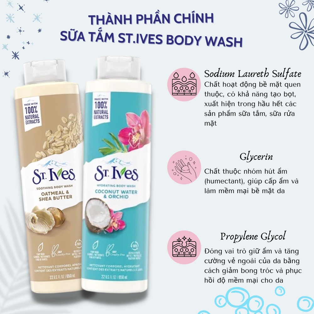 Sữa tắm St.Ives dưỡng da body wash 473ml 650ml 945ml